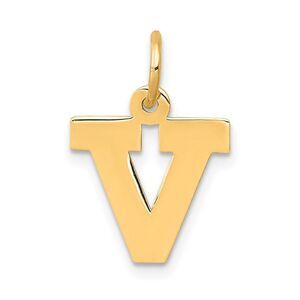 14k Yellow Gold, Amanda Collection, Small Block Initial V Pendant